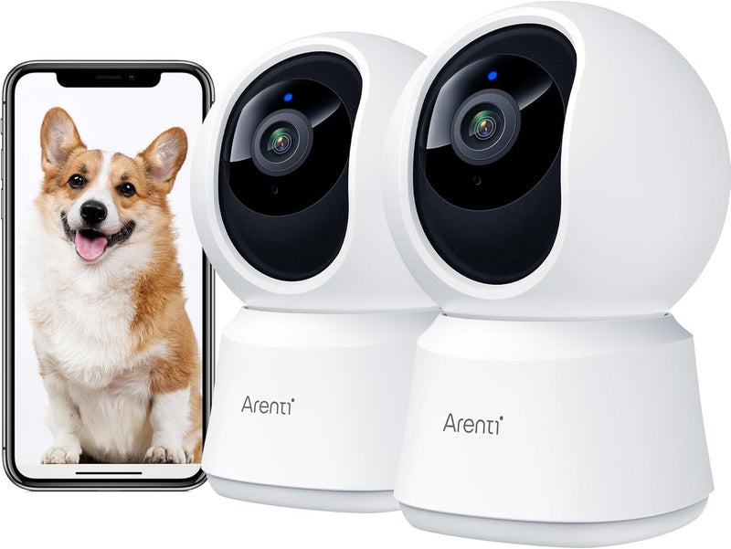 Arenti 5G Indoor Security Camera, 4MP Pet Camera with Speaker for Dog/Cat, Baby Monitor with Phone App, Dual-Band WiFi, Auto Tracking, Super Night Vision, 2-Way Talk, Cloud & SD Card Storage(P2Q 2PC) - Image 1